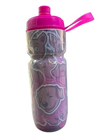 GARRAFA CARAMANHOLA SQUEEZE 590ML AUTOMATICA KIDS CARAMELO ROSA