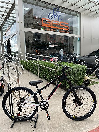 BICICLETA MTB FREERIDE ARO (26) VIKINGX TUFF X-44 CAMBIO 7VELOCIDADES (1X7) FREIO DISCO MECÂNICO COR PRETO/BRANCO