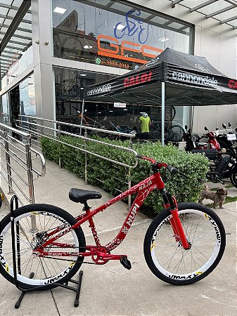 BICICLETA MTB FREERIDE ARO (26) HUPI NAJA KIT SINGLE S/MARCHA FREIO DISC HIDRÁULICO TRASEIRO SHIMANO COR VERMELHO/BRANCO