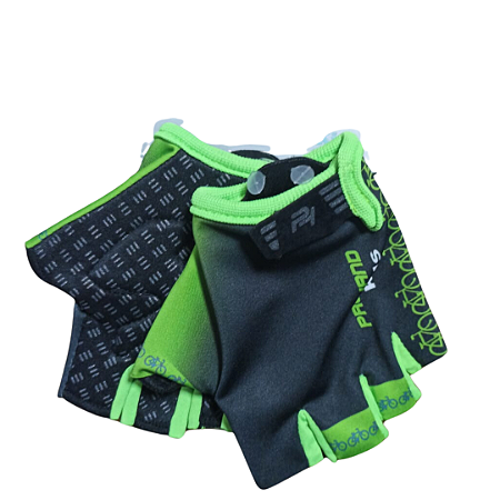 LUVA CICLISMO INFANTIL DEDO CURTO PIMPOLHO KIDS PRETO/VERDE LIMAO TAMANHO M