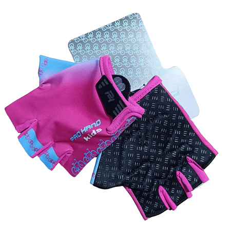 LUVA CICLISMO INFANTIL DEDO CURTO PIMPOLHO KIDS ROSA/AQUA TAMANHO M