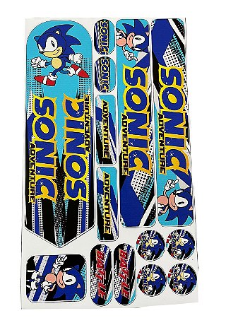 CARTELA DE ADESIVO PARA QUADRO DE BICICLETA SONICADVENTURE AZUL/AMARELO