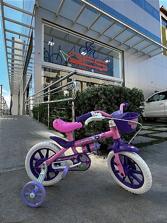 BICICLETA ARO (12) FEMININA COR ROSA/ROXO S/MARCHA NATHOR CAT