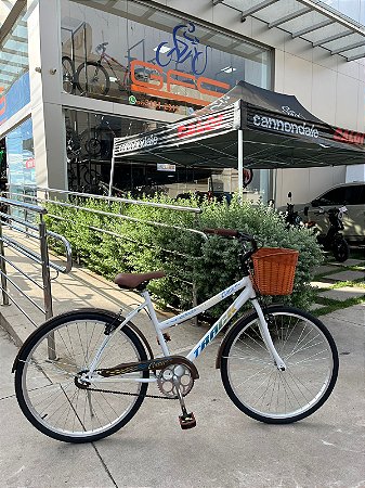 BICICLETA ARO (26) FEMININA BRANCA/MARRON S/MARCHA FREIO V/BRAKE TRACK CONFORT