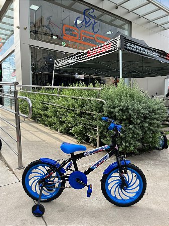 BICICLETA ARO (16) MASCULINA COR PRETO/AZUL S/MARCHA MARCA VELOOH PERSONALIZADA