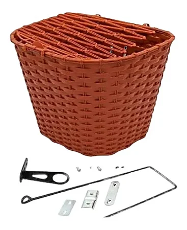 CESTA PLASTICA 35X25 COM TAMPA FLEXIVEL MARROM