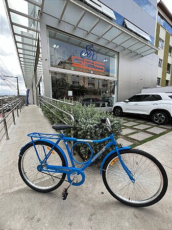 BICICLETA ARO (26) MASCULINA BARRA CIRCULAR COR AZUL S/MARCHA FREIO CONTRA PEDAL MARCA MONARK