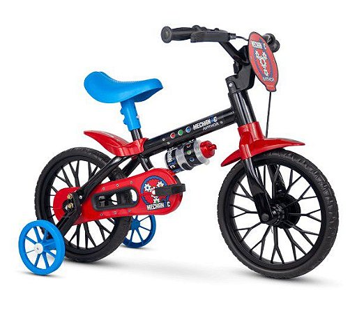 BICICLETA ARO (12) MASCULINA COR PRETO/VERMELHO/AZUL S/MARCHA MARCA NATHOR MECHANIC