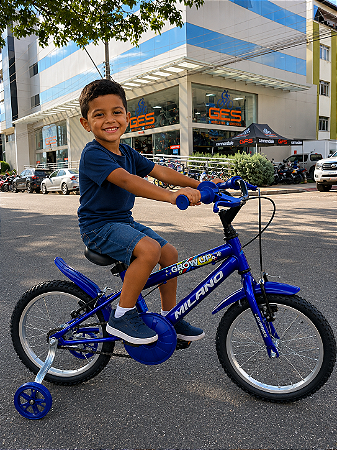 BICICLETA ARO (16) MASCULINA COR AZUL/AZUL S/MARCHA MARCA MILANO GROW UP