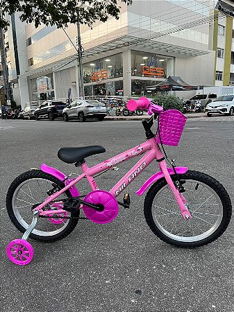 BICICLETA ARO (16) FEMININA COR ROSA CLARO/PINK S/MARCHA V-BRAKE MARCA MILANO GROW UP