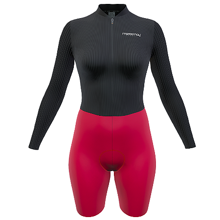 MACAQUINHO CICLISMO FEMININO MOOVE MARCIO MAY MANGA LONGA VERMELHO/PRETO TAMANHO GG