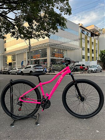 BICICLETA MTB ARO (29) ABSOLUTE HERA 21 VELOCIDADES FREIO A DISCO MECÂNICO TAMANHO 15 (P) COR ROSA PINK