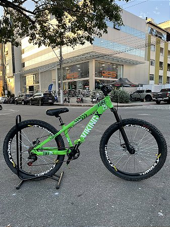 BICICLETA MTB FREERIDE ARO (26) VIKINGX TUFF X-25 CAMBIO 7 VELOCIDADES FREIO DISC MECÂNICO COR VERDE