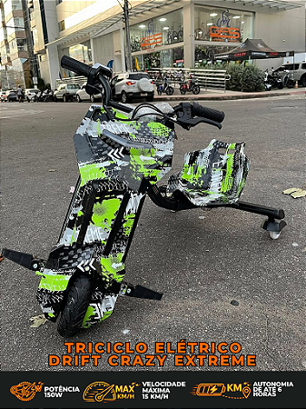 TRICICLO ELÉTRICO DRIFT CRAZY EXTREME VERDE