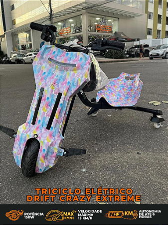 TRICICLO ELÉTRICO DRIFT CRAZY PINK LOVE STAR