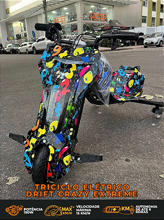 TRICICLO ELÉTRICO DRIFT CRAZY NUMEROS COLORIDOS