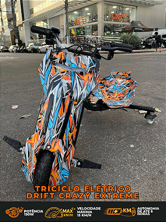 TRICICLO ELÉTRICO DRIFT CRAZY RELAMPAGO LARANJA