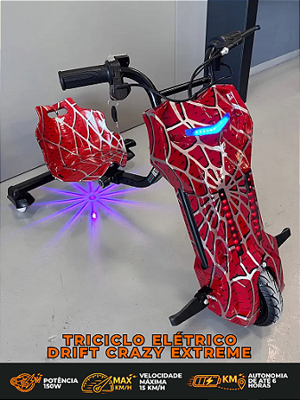TRICICLO ELÉTRICO DRIFT CRAZY HOMEM-ARANHA