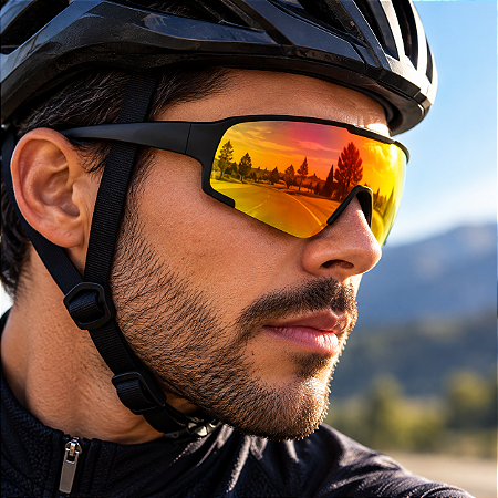 OCULOS CICLISMO LENTE AMARELA/VERMELHA ESPELHADO
