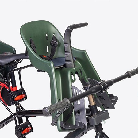 CADEIRINHA DIANTEIRA POLISPORT KANGAROO FF VERDE/PRETO FIXAÇÃO NO QUARO NA PARTE DO CANOTE
