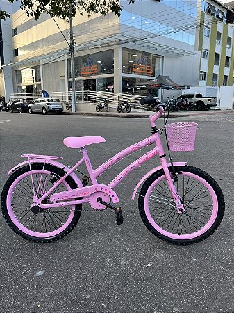 BICICLETA ARO (20) FEMININA COLLI CELINA SEM MARCHA FREIO V-BRAKE COM CESTA ROSA