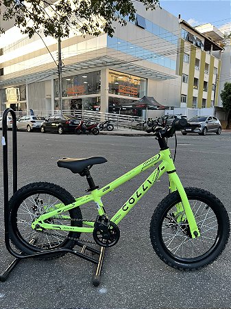 BICICLETA ARO (16) MTB MASCULINA/FEMININA COLLI AIRON SEM MARCHA FREIO A DISCO MECÂNICO COR AMARELO NEON