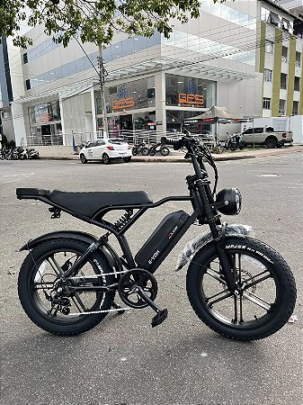 BICICLETA ELETRICA DUOS E-VOK PRETA 1000W FAT BIKE BATERIA LITIO