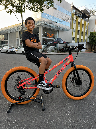 BICICLETA ARO (20) MTB COLLI GRAUZINHA 7 VELOCIDADES (1X7) FREIO A DISCO MECÂNICO COR LARANJA NEON PNEU LARANJA