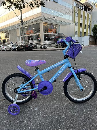 BICICLETA ARO (16) FEMININA COR ICE/LILAS S/MARCHA V-BRAKE MARCA MILANO CARTOON ICE
