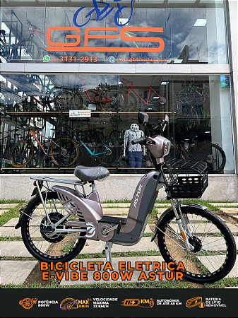 BICICLETA ELETRICA E-VIBE 800W MARROM ASTUR