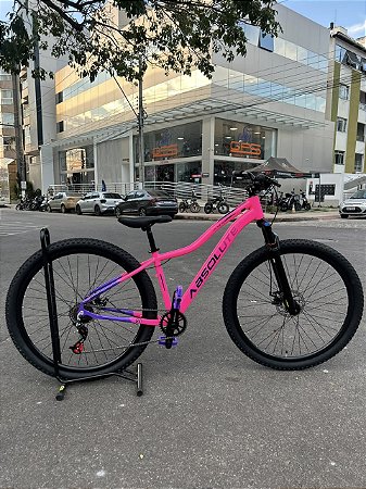 BICICLETA MTB ARO (29) ABSOLUTE HERA 7 VELOCIDADES (1X7) FREIO A DISCO MECÂNICO TAMANHO 15 (P) COR ROXO/ROSA