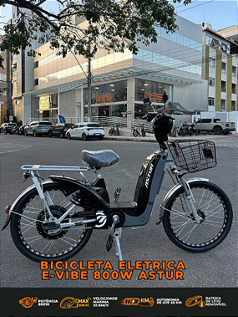BICICLETA ELETRICA E-VIBE 800W PRETO ASTUR