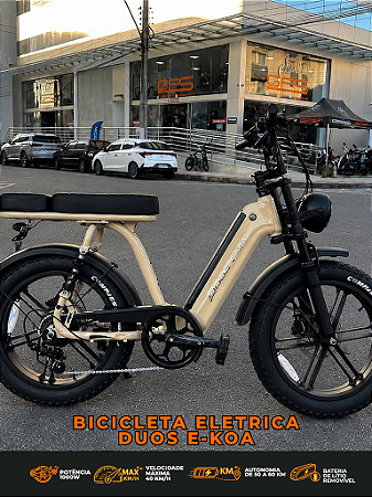 BICICLETA ELETRICA DUOS E-KOA 1000W BATERIA 48V 15AH LITIO FAT BIKE BEGE