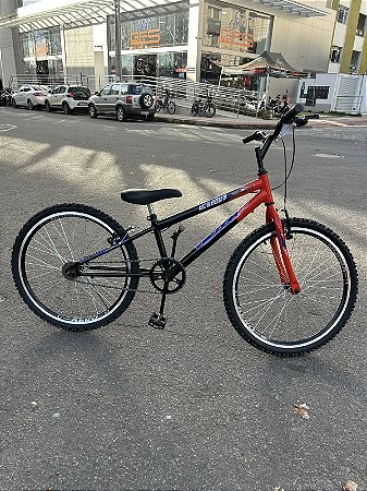 BICICLETA ARO (24) MASCULINA COR PRETO/VERMELHO S/MARCHA FREIO V-BRAKE MARCA VELOOH