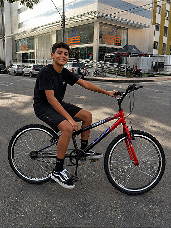 BICICLETA ARO (24) MASCULINA COR PRETO/VERMELHO S/MARCHA FREIO V-BRAKE MARCA VELOOH