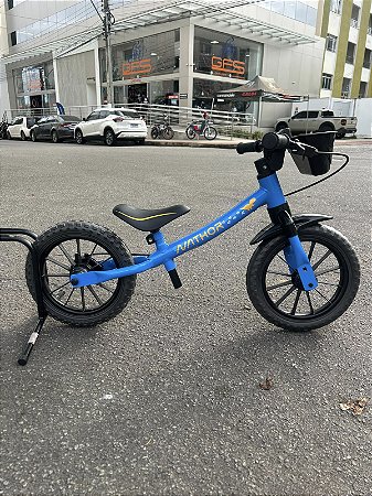 BICICLETA ARO (12) MASCULINA BALANCE (EQUILIBRIO) BIKE DINO AZUL/AMARELA