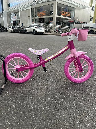 BICICLETA ARO (12) FEMININA BALANCE (EQUILIBRIO) SEM FREIO BIKE FLOWER ROSA