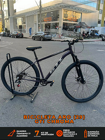 BICICLETA MTB ARO (29) GTI CHROMA 7 VELOCIDADES (1X7) FREIO A DISCO MECÂNICO TAMANHO 17 (M) COR CAMALEÃO