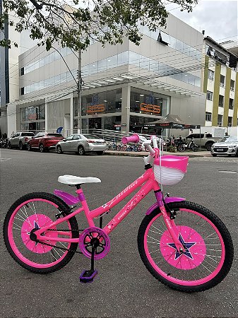 BICICLETA ARO (20) FEMININA COR ROSA SEM MARCHA FREIOS V-BRAK DIANTEIRO E TAMBOR TRASEIRO MARCA PRO-X LAVINIA