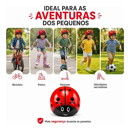 CAPACETE INFANTIL GTA INMOLD JOANINHA VERMELHO TAMANHO P (52-56)