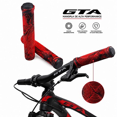 PAR DE MANOPLA PUNHO BIKE BMX FREERIDE GTA VERMELHO 165MM