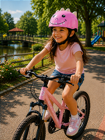 CAPACETE INFANTIL DINOSSAURO ROSA TAMANHO (48-54)