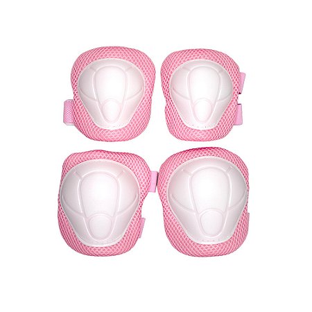 KIT PROTECÃO INFANTIL FEMININO JOELHEIRA+COTOVELEIRA ROSA