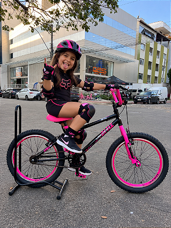 BICICLETA ARO (20) MASCULINA COR PRETO/ROSA PINK S/MARCHA FREIO V-BRAKE MARCA VELOOH CROSS