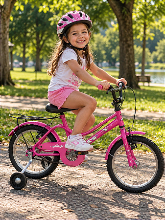BICICLETA ARO (16) FEMININA MONARK BRISA FREIOS V-BRAKE COR ROSA/BRANCO (USADA)