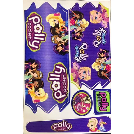 CARTELA DE ADESIVO PARA QUADRO DE BICICLETA INFANTIL POLLY POCKET