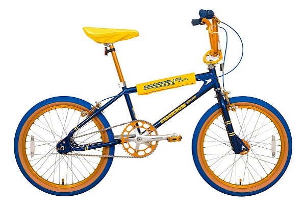 BICICLETA ARO (20) MASCULINA COR AZUL/AMARELO/DOURADO  S/MARCHA MARCA CALOI CROSS EXTRA LIGHT