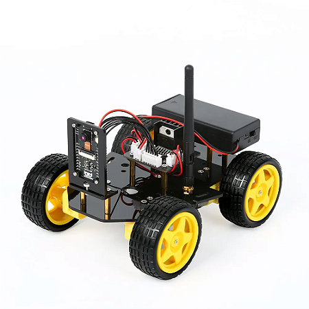 Kit Robô Avançado 4wd Camera Tutoriais Esp32 Wifi App NFe