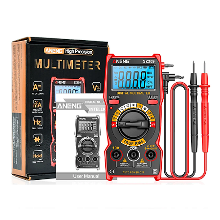 Multímetro Digital Profissional Aneng SZ309 Cap Display NFe