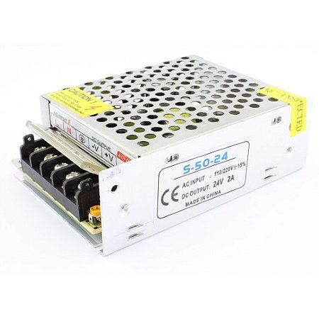 Fonte Alimentação Chaveada Qualidade 48W 24V 2A S-50-24 NFe